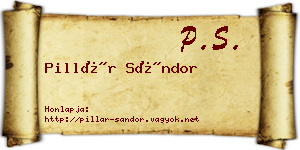 Pillár Sándor névjegykártya